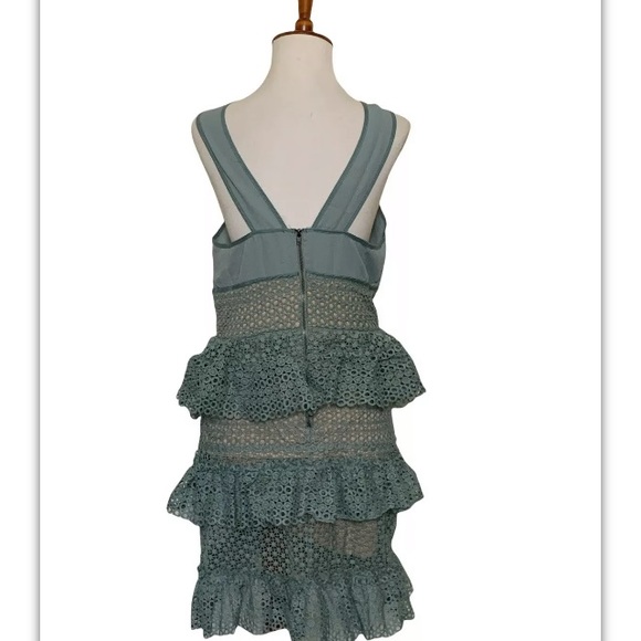 Corset Dress Sage Ruffle Crochet Lace Medium Semi Formal Cocktail Party Layered - Picture 5 of 12